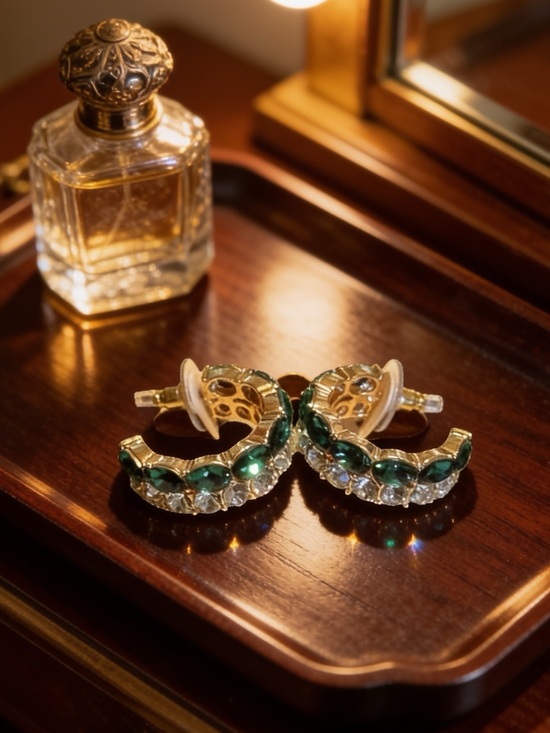 ON 34th Jewelry - Macy’s NWT emerald green oval rhinestone +light green,Paradot round,earrings